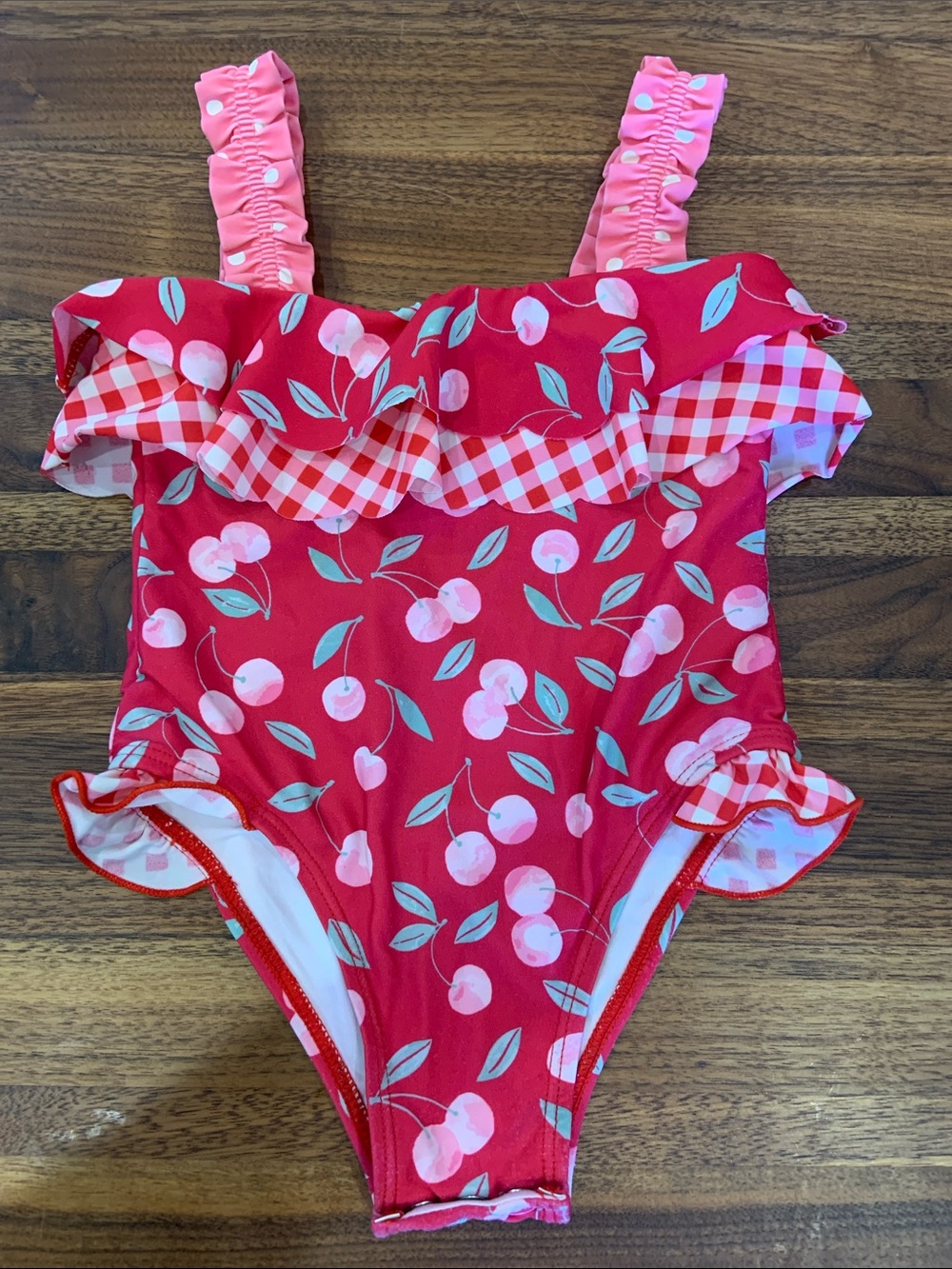 Matilda Jane Enchanted Garden Doerun Cherry One-Piece Swimsuit 18-24 months VGUC